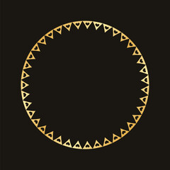 Golden round frame made with heart pattern. Gold Valentines Day Border Template, elegant wedding invitation card vector illustration