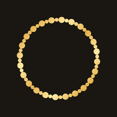 Golden round frame made with dots pattern. Abstract Gold Border Template, elegant wedding invitation card vector illustration
