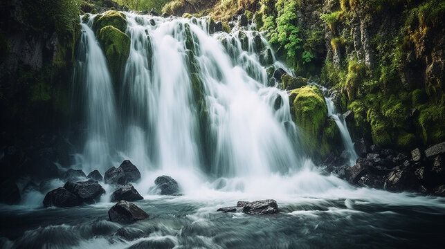 Generative AI, Cascading Symphony: Capturing the Graceful Flow of Waterfalls