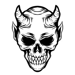 Fototapeta premium Devil skull illustration art logo mascot