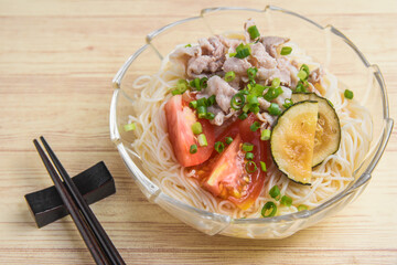 夏の味覚　夏野菜そうめん