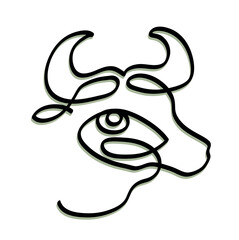 One line drawing of taurus.
One continuous line drawing of animal illustration.