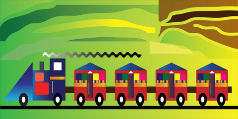 city tran skyline with rainbow