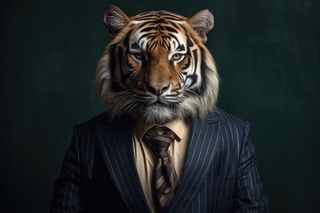 Portrait of a Tiger dressed in a formal business suit