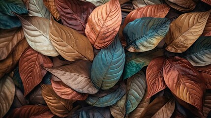 Abstract boho leaves, earth tones, intricate details Generative AI