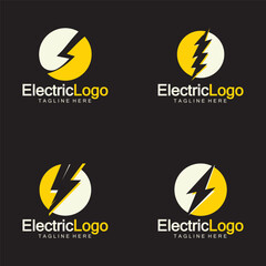 Naklejka premium Electric logo design template,isolated on black background