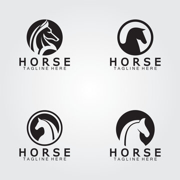 Black horse head silhouette logo vector illustration
