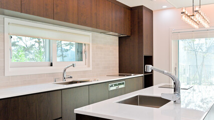 While installing a face-to-face kitchen, we also installed two faucets