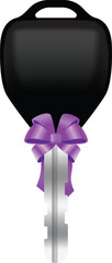 key with purple ribbon bow tie, padlock, lock, key template for gift