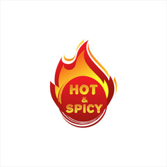 Hot And Spicy Logo Label Unit Vector Design. Hot Flames Logo Unit