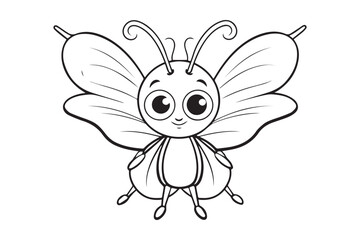 Kids Coloring Pages, Butterfly Coloring Pages, Funny  Butterfly Character Vector Illustration 