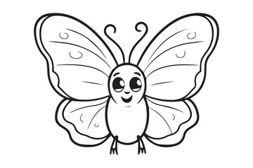 Kids Coloring Pages, Butterfly Coloring Pages, Funny  Butterfly Character Vector Illustration 