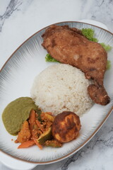 Asian style fried drumstick with rice