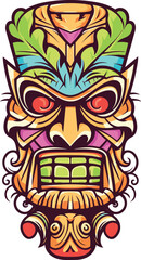 tiki festival, tiki man vector illustration, tiki man art for t-shirt design, sticker and wall art