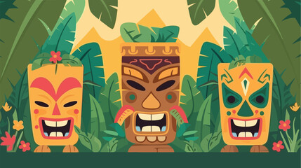 tiki festival background vector illustration © PixelDreamer