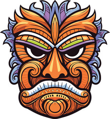 tiki festival, tiki mask vector illustration, tiki masks for t-shirt design, sticker and wall art