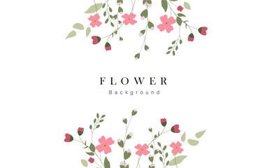 Spring floral art background vector. Botanical hand drawn flowers, leaves, petal plants. Blossom design illustration for wallpaper, banner, print, poster, cover, greeting and invitation