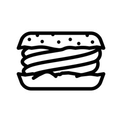 almond bun food meal line icon vector. almond bun food meal sign. isolated contour symbol black illustration