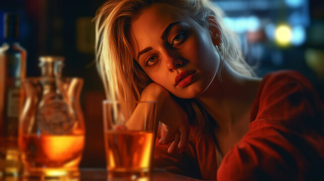 woman drinking at the bar