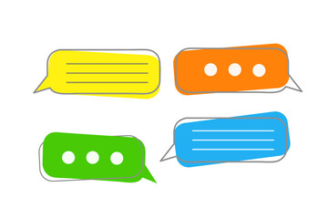 group of blank multicolor  speech bubble icon on white background for communication, customer feedback concept
