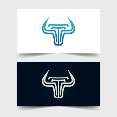 Modern and simple techno bull logo illustration design