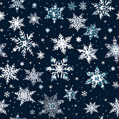 Fototapeta na wymiar Snowflakes winter seamless repeat pattern [Generative AI] 