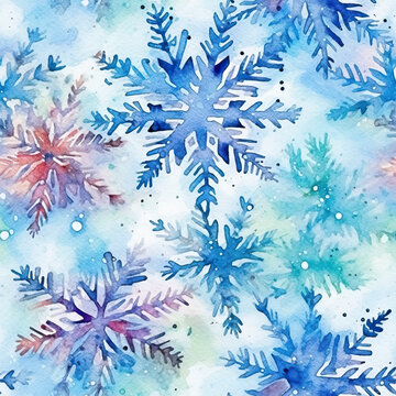 Snowflakes winter seamless repeat pattern [Generative AI]
