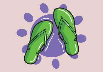 Hand drawn colorful summer flip flops for beach holiday designs. Sandal beach wear colorful. Flip flops.