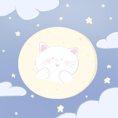cat and moon