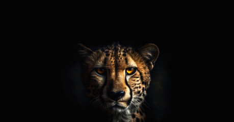 Fototapeta na wymiar Portrait Of Cheetah Animal Minimalist Eternal Melancholy. Generative AI
