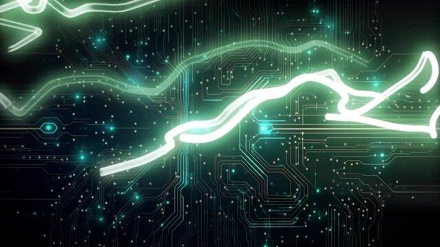 Dive into our unique video of an abstract, unconventional circuit board technology backdrop - reworked generative AI