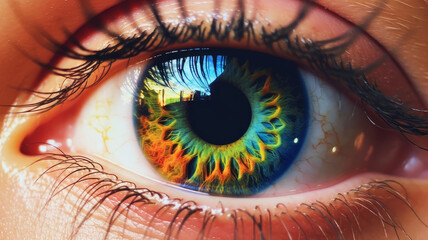 colorful all colors of the rainbow retina