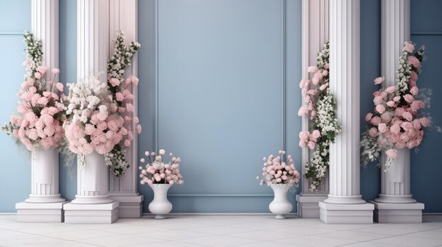 Wedding atmosphere with blooming flowers