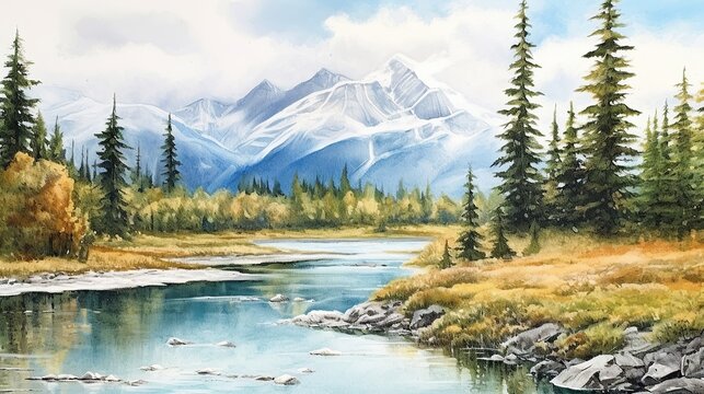 Hand painted watercolor nature background, 