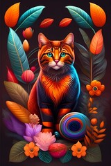 watercolor flower cat background