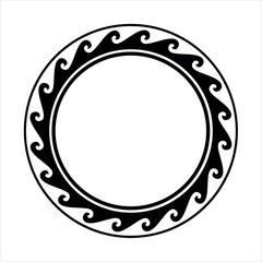 Round wave border frame maori design black and white
