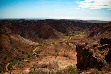 Australia, Charles Knife Canyon,  located in the Cape Range National Park, rises to 320m above sea...