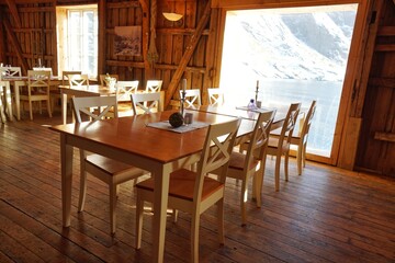 A local restaurant located at Norway, Europe during winter season. 