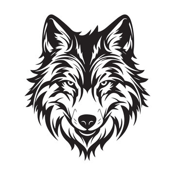 A wolf head flat logo illustration on transparent background. 2d illustration in cartoon. doodle style
