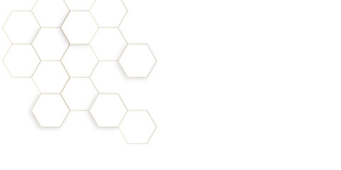 Background with white hexagonal lines, Abstract 3d hexagonal background with shadow. Abstract hexagonal concept technology, banner and wallpaper background.