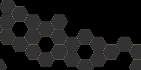 Luxury black and grey hexagonal abstract background with shadow. Geometric 3d texture illustration. Abstract hexagonal concept technology, banner and wallpaper background.