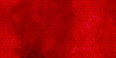 Red grunge background with hexagon effect