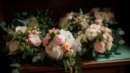 Beautiful bridal flower bouquet created with Generative Ai technology