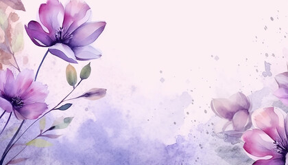 Fototapeta na wymiar watercolor purple botanical background