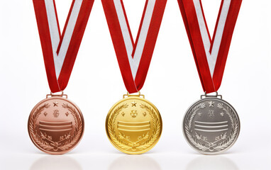 Champion gold silver and medals. Generative AI.