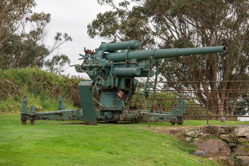 Fototapeta na wymiar Large rusty cannon created in the Spanish civil war in La Coruña, Galicia, Spain.