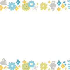 ベクター。北欧モチーフの草木と花のベクターイラストセット。北欧風フレーム背景。Vector. Vector illustration set of plants, trees and flowers with Scandinavian motif. Scandinavian style frame background.