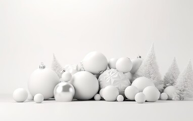 White Christmas decoration on white background. Generative AI.