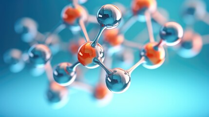 Science laboratory background, Atom molecular structure, 3D illustration of molecule and atom model for science background - obrazy, fototapety, plakaty