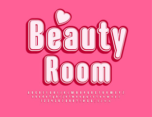 Vector stylish Sign Beauty Room.  Elegant pink Font. Modern Alphabet Letters and Numbers.